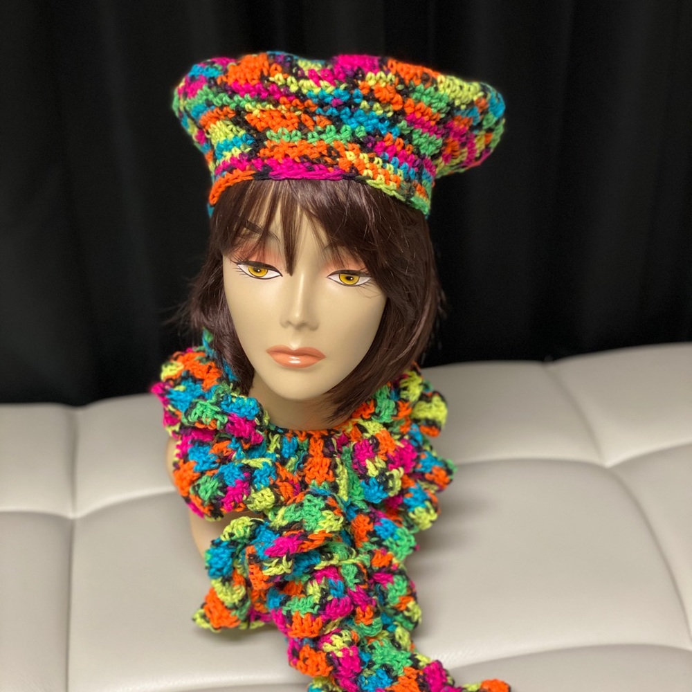Handmade Rainbow scarf set